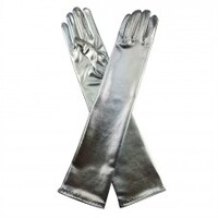 Metallic Silver Long Gloves