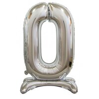 76cm Silver Number 0 Standing Foil Balloon