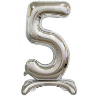 76cm Silver Number 5 Standing Foil Balloon