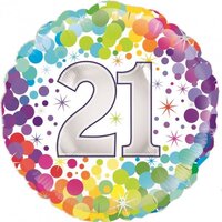 21' Rainbow Confetti Round Foil Balloon (18in.)