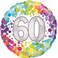 60' Rainbow Confetti Round Foil Balloon (18in.)