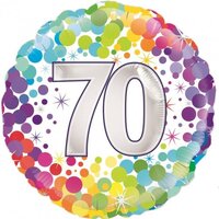 70' Rainbow Confetti Round Foil Balloon (18in.)