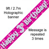 3rd Birthday Pink Holo Banner (2.7M)