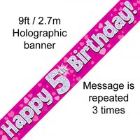 5th Birthday Pink Holo Banner (2.7M)