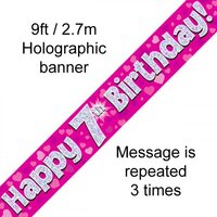 7th Birthday Pink Holo Banner (2.7M)