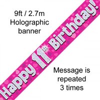 11th Birthday Pink Holo Banner (2.7M)
