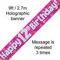 12th Birthday Pink Holo Banner (2.7M)