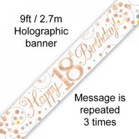 18th Birthday White/Gold Sparkling Fizz Banner (2.7M)