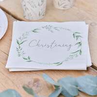 Christening Celebration with White and Green Christening Paper Napkins