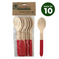 Red Wooden Spoon Pk 10