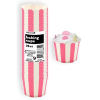 Stripes Hot Pink Paper Baking Cups - Pk 25