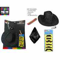 Cowboy Set - Includes Cowboy Hat, Bandana, Cigar, Moustaches