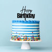 FUN Black Happy Birthday Cake Topper
