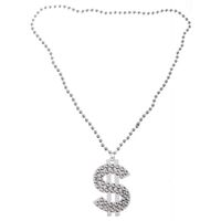 Silver Dollar Sign Bling Necklace