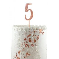 No. 5 Rose Gold Glitter Cake Topper
