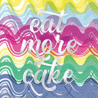 Eat More Cake Rainbow Cocktail Napkins - Pk 16