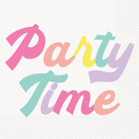 Retro Pastel Rainbow Party Time Lunch Napkins - Pk 16