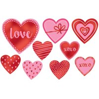 Hot-Stamped Love Hearts Cutouts - Pk 9