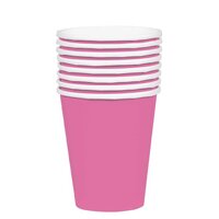 354ml Bright Pink Paper Drinking Cups - Pk 20