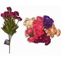 Silk Flower Bunch with 10 Heads, 42cm Assorted Colors