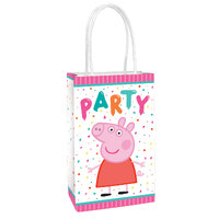 Peppa Pig Confetti Party Paper Kraft Bags- 12x20x8cm - PK 8