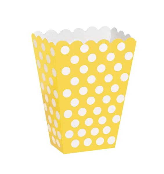 Yellow & White Polka Dot Treat Boxes - Pk 8