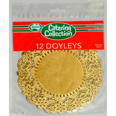 Metallic Gold Paper Doyleys (21cm) - Pk 12