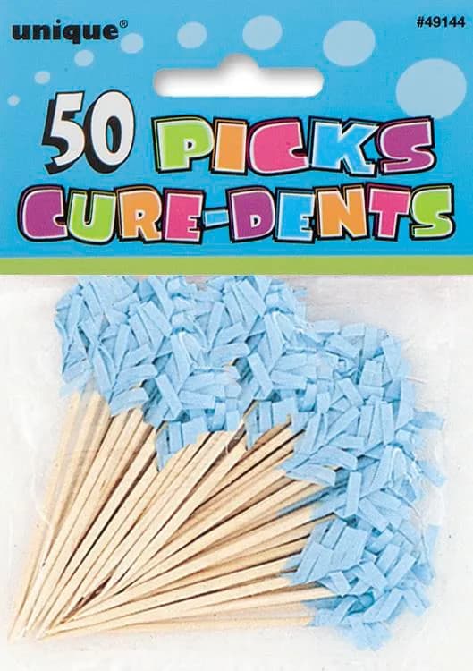 Light Blue Frilled Toothpicks - Pk 50