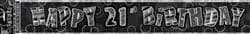 "Happy 21st Birthday" Glitz Black & Silver Foil Banner - 3.6m Long
