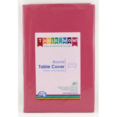 Burgundy Round Plastic Tablecover (213cm)