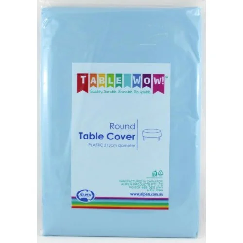 Light Blue Round Plastic Tablecover (213cm)