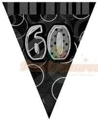 60th Flag Banner ( Glitz Black & Silver) - 3.6m long