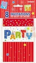 1st Birthday Party Blue Invitations - Pk 8***