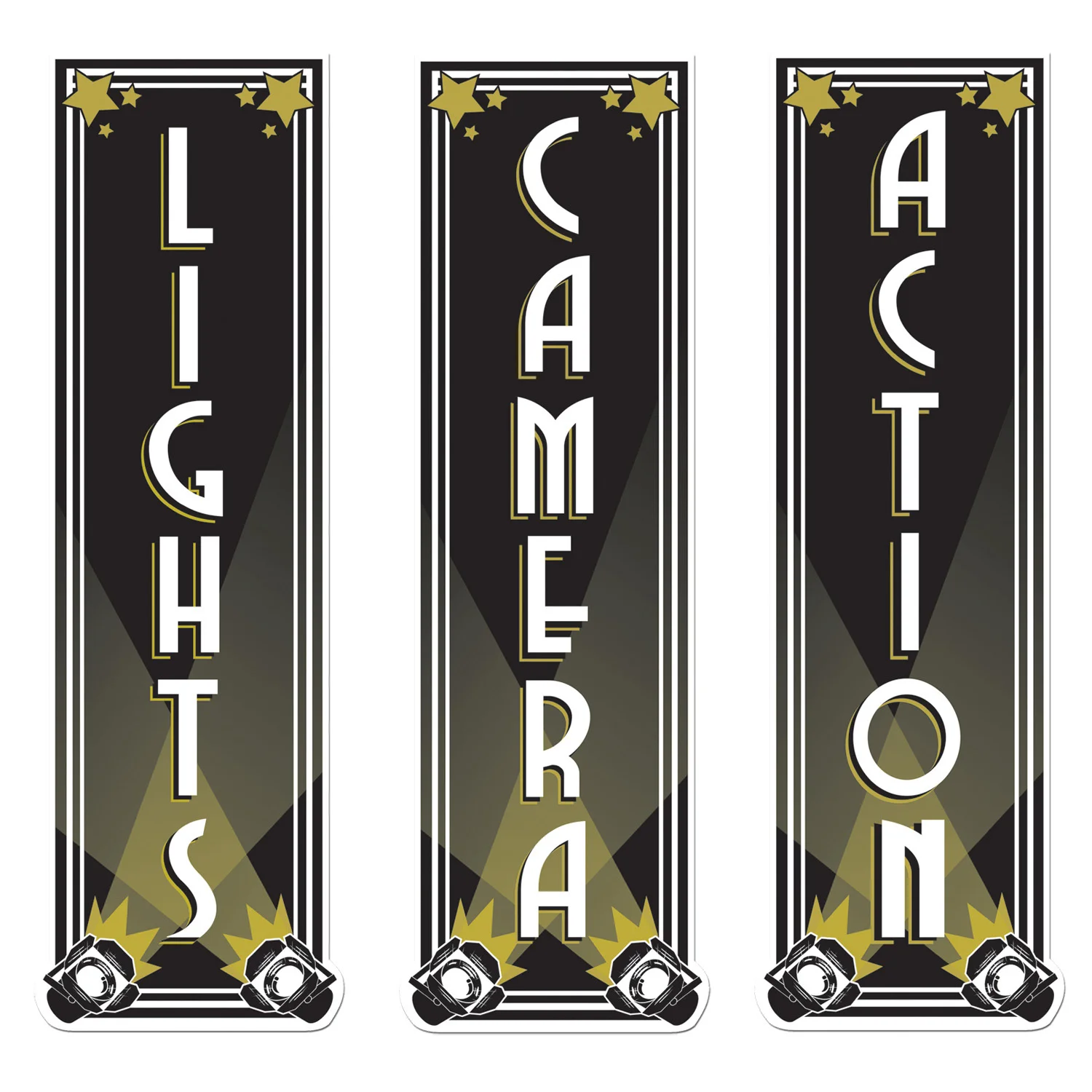 Lights Camera Action Sign - Pk 3