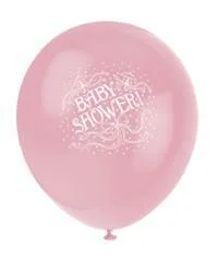 Printed Pink Baby Shower Balloons - Pk 6