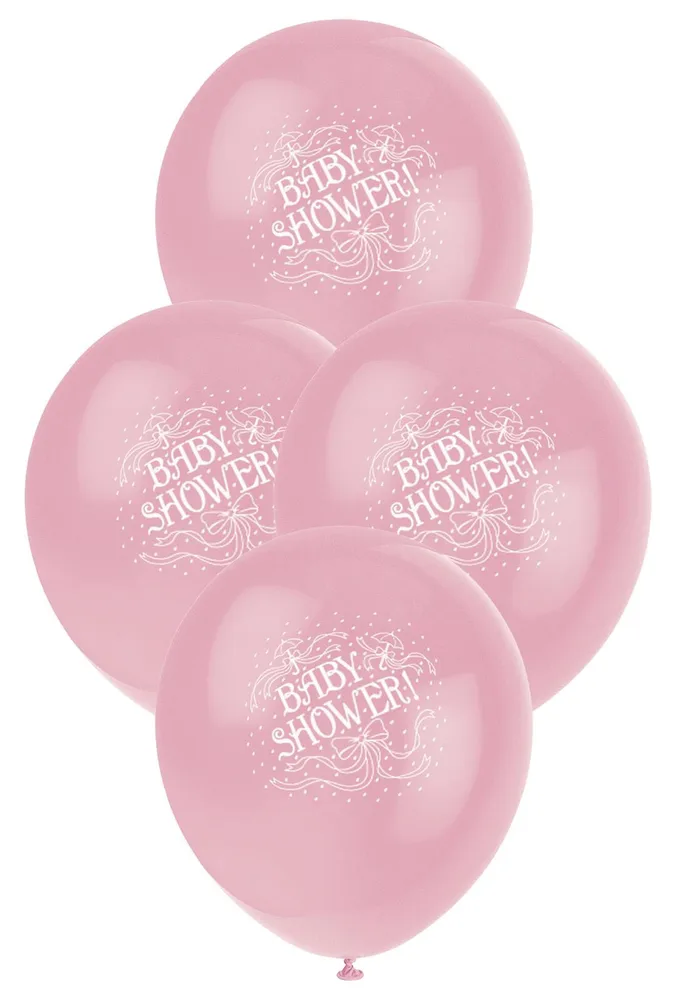 Printed Pink Baby Shower Balloons - Pk 6