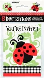 Ladybugs Invitations - Pk 8***