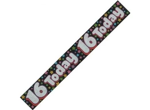"16 Today" Holographic Birthday Banner (2.6m)