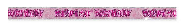 Happy 80th Birthday Glitz Pink Foil Banner -3.6m