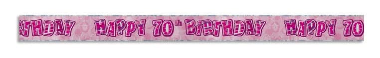 Happy 70th Birthday Glitz Pink Foil Banner -3.6m