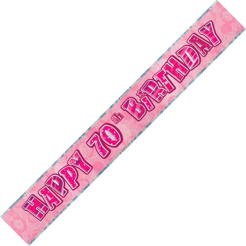 Happy 70th Birthday Glitz Pink Foil Banner -3.6m