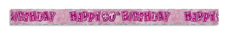 Happy 90th Birthday Glitz Pink Foil Banner -3.6m