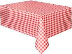 Red Gingham Plastic Rectangle Table Cover - 137x274cm