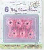 Baby Shower Pink Rattle - Pk 6