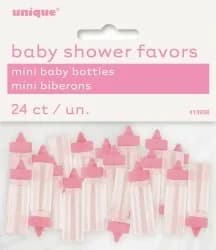 Pink Baby Shower Mini Bottles - Pk 24