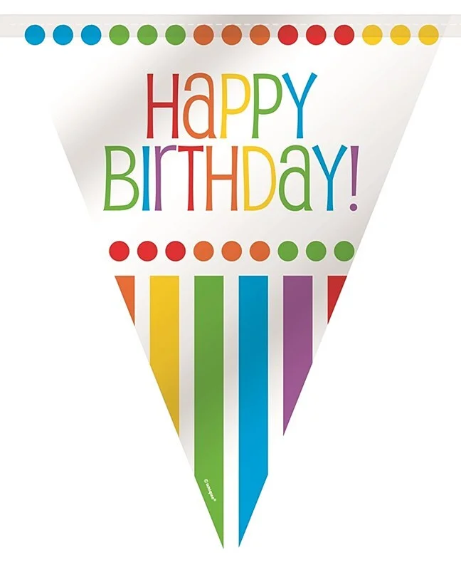 Happy Birthday Rainbow Flag Banner - 3.6m Long