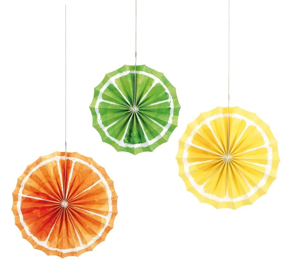 Citrus Fruit Tissue Paper Fans 3 Pack