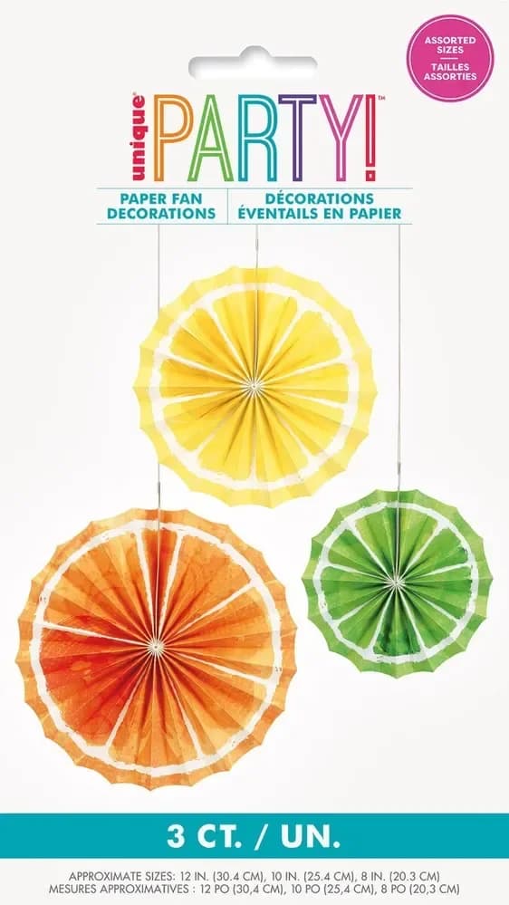Citrus Fruit Tissue Paper Fans 3 Pack