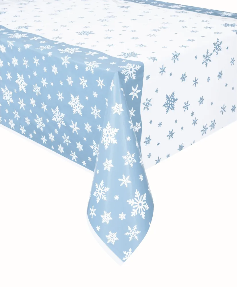 Snowflakes Printed Blue Rectangle Tablecover