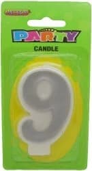 9 Birthday Candle - Gold/Silver*
